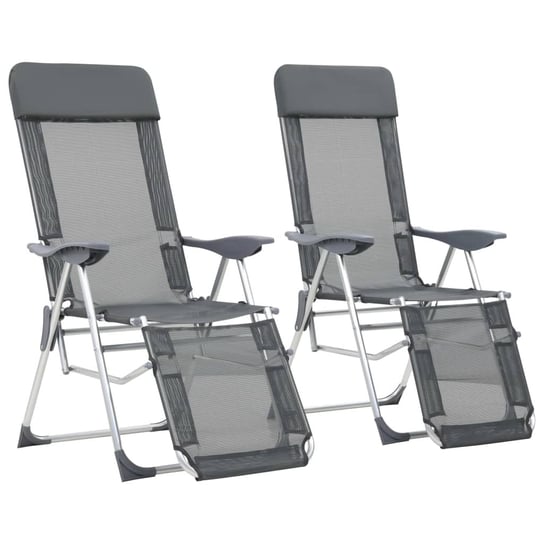 vidaXL Składane krzesła turystyczne z podnóżkami, 2 szt., szare vidaXL