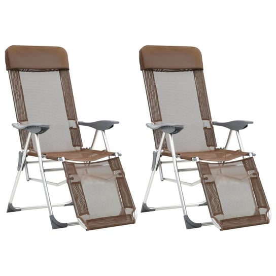 VidaXL Składane krzesła z podnóżkami, 2 szt., aluminium, taupe vidaXL