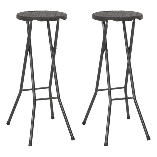 vidaXL Składane stołki, 2 szt., HDPE i stal, brązowe, rattanowy wygląd vidaXL