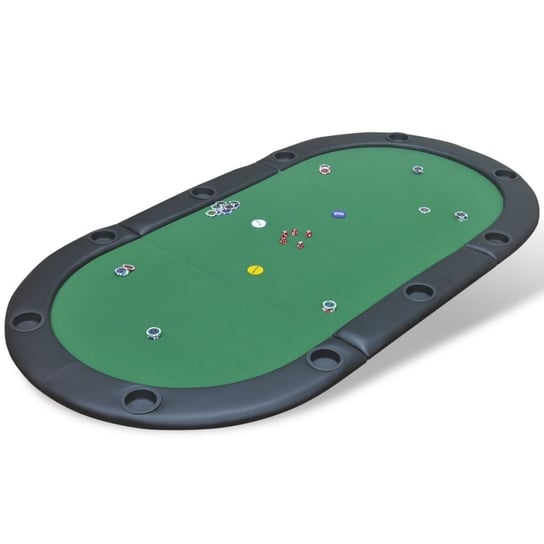 vidaXL Składany blat do pokera dla 10 graczy, zielony vidaXL