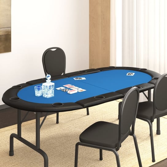 vidaXL Składany blat do pokera dla 10 osób, niebieski, 208x106x3 cm vidaXL