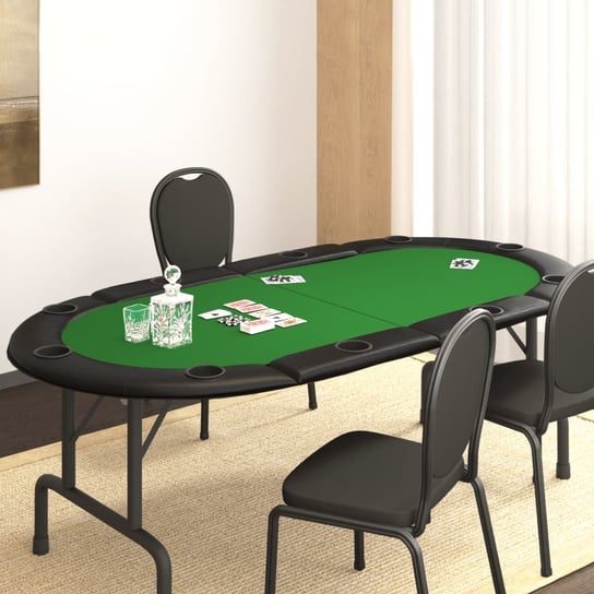 vidaXL Składany blat do pokera dla 10 osób, zielony, 208x106x3 cm vidaXL
