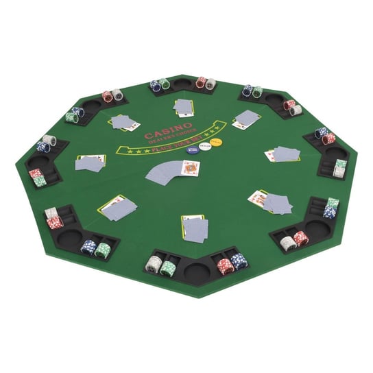 vidaXL Składany blat do pokera dla 8 graczy, ośmiokątny, zielony vidaXL