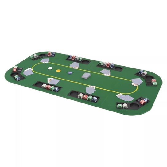 vidaXL Składany blat do pokera dla 8 graczy, prostokątny, zielony vidaXL