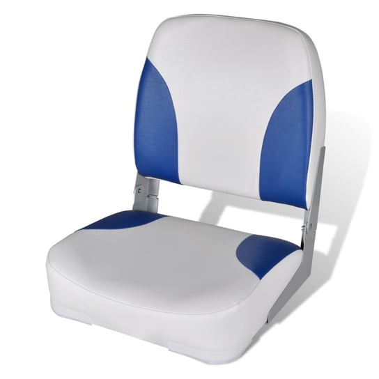 vidaXL Składany fotel na łódź, biało-niebieski z poduszką, 41x36x48 cm vidaXL
