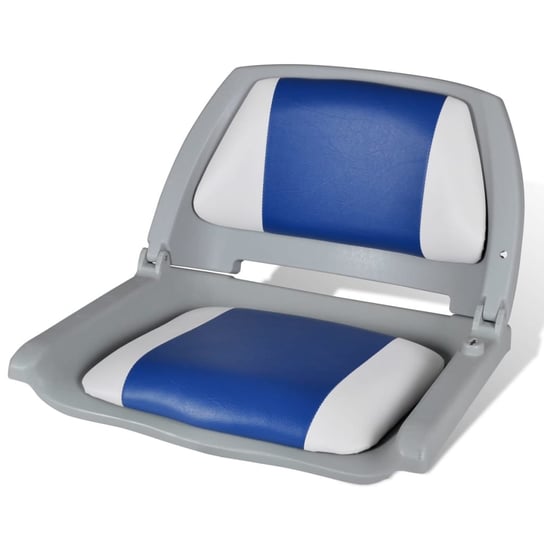vidaXL Składany fotel na łódź, biało-niebieski z poduszką, 48x51x41 cm vidaXL