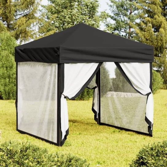 vidaXL Składany namiot imprezowy ze ściankami, czarny, 2x2 m vidaXL