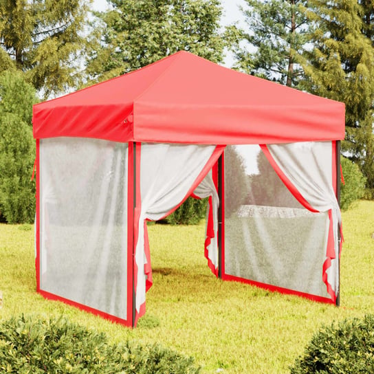 vidaXL Składany namiot imprezowy ze ściankami, czerwony, 2x2 m vidaXL