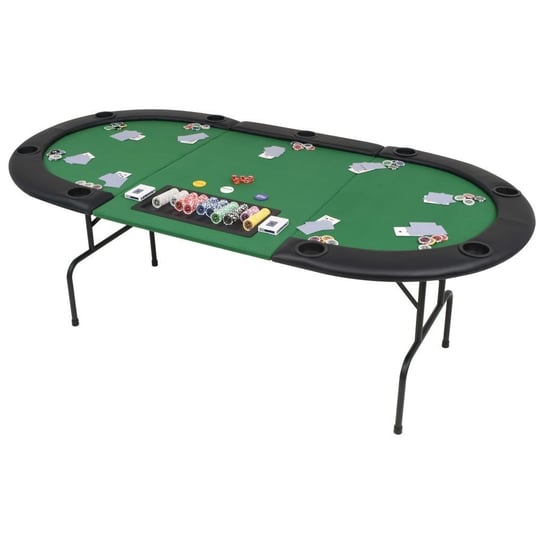 vidaXL Składany, owalny stół do pokera dla 9 graczy, zielony vidaXL