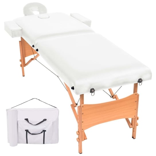 VidaXL Składany stół do masażu, dwuczęściowy, grubość 10 cm, biały vidaXL