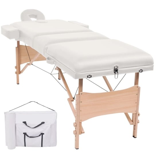 VidaXL Składany stół do masażu, trzyczęściowy, grubość 10 cm, biały vidaXL