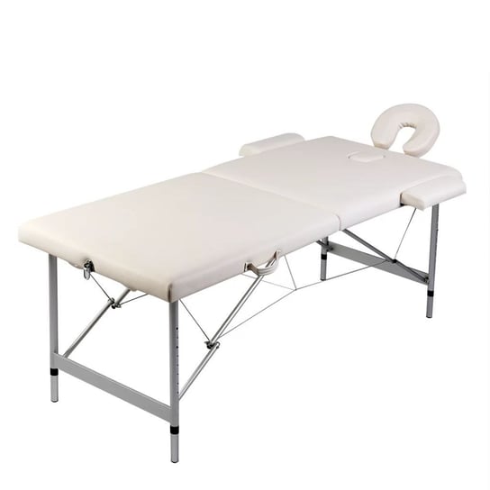 vidaXL Składany stół do masażu z aluminiową ramą, 2 strefy, kremowy vidaXL