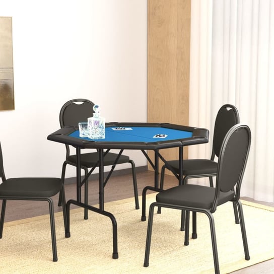 vidaXL Składany stół do pokera dla 8 osób, niebieski, 108x108x75 cm vidaXL