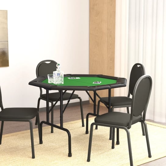 vidaXL Składany stół do pokera dla 8 osób, zielony, 108x108x75 cm vidaXL