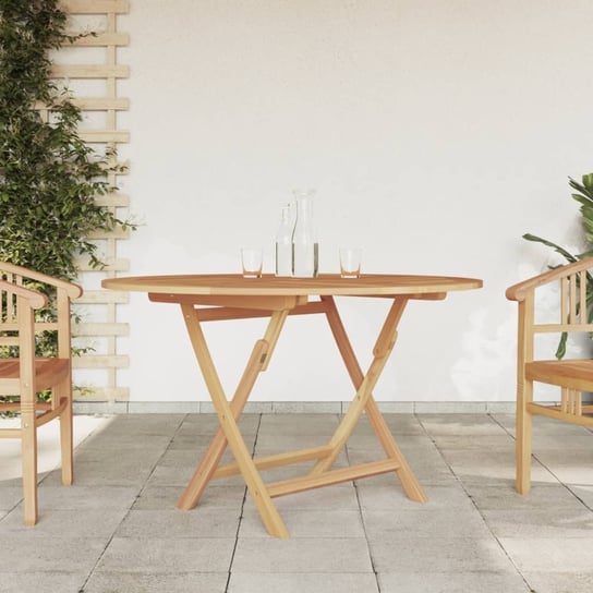 vidaXL Składany stół ogrodowy, Ø 110x75 cm, lite drewno tekowe vidaXL