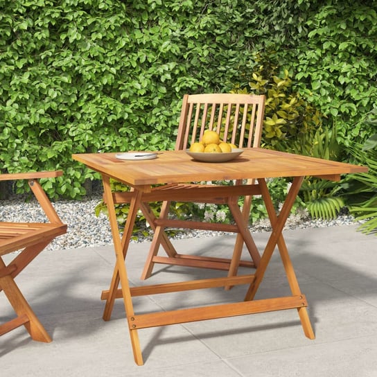 vidaXL Składany stół ogrodowy, 90x90x75 cm, lite drewno akacjowe vidaXL