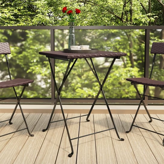 vidaXL Składany stolik bistro, brązowy, 55x54x71 cm, polirattan vidaXL