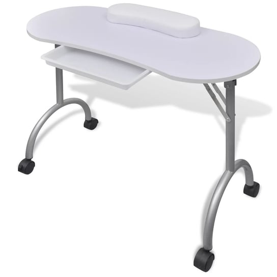 vidaXL Składany stolik do manicure z kółeczkami, biały VidaXL