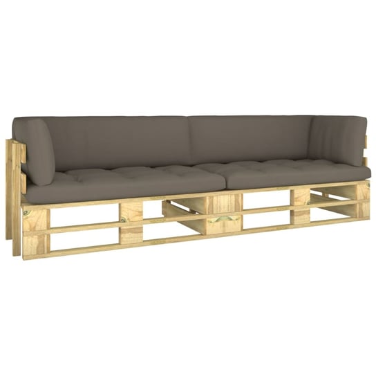 vidaXL Sofa 2-os. z palet, z poduszkami, impregnowane drewno sosnowe vidaXL