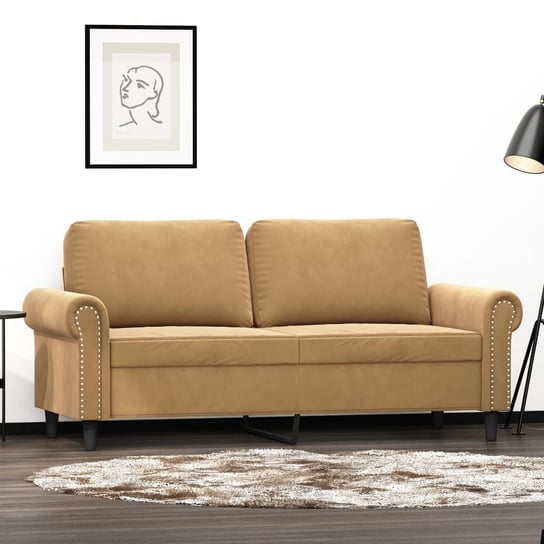 vidaXL Sofa 2-osobowa, brązowa, 140 cm, tapicerowana aksamitem vidaXL