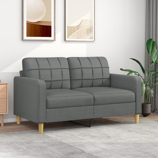 vidaXL Sofa 2-osobowa, ciemnoszara, 140 cm, tapicerowana tkaniną vidaXL