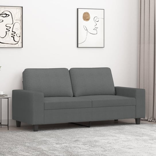 vidaXL Sofa 2-osobowa, ciemnoszara, 140 cm, tapicerowana tkaniną vidaXL
