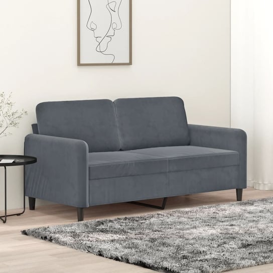 vidaXL Sofa 2-osobowa, ciemnoszary, 140 cm, tapicerowana aksamitem vidaXL