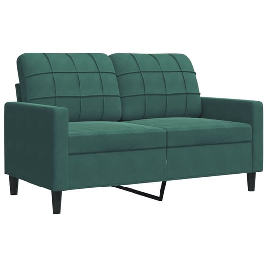 vidaXL Sofa 2-osobowa, ciemnozielona, 120 cm, tapicerowana aksamitem vidaXL