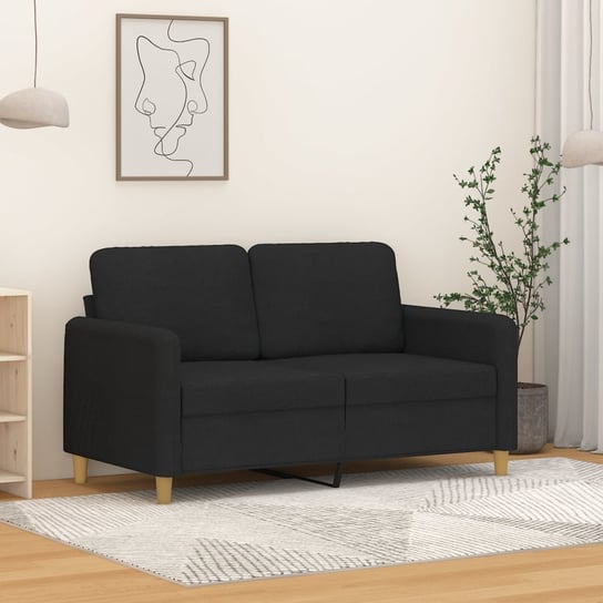 vidaXL Sofa 2-osobowa, czarna, 120 cm, tapicerowana tkaniną vidaXL