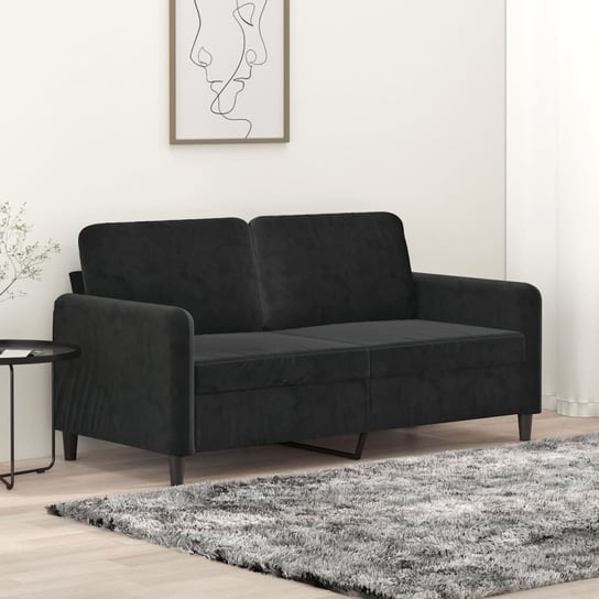 vidaXL Sofa 2-osobowa, czarna, 140 cm, tapicerowana aksamitem vidaXL