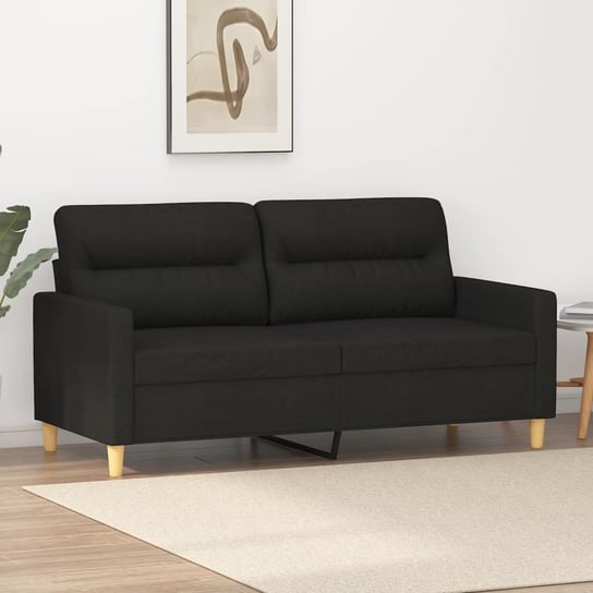 vidaXL Sofa 2-osobowa, czarna, 140 cm, tapicerowana tkaniną vidaXL