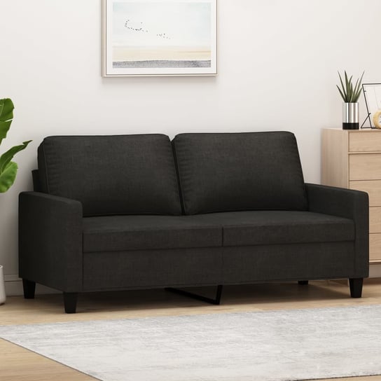 vidaXL Sofa 2-osobowa, czarna, 140 cm, tapicerowana tkaniną vidaXL