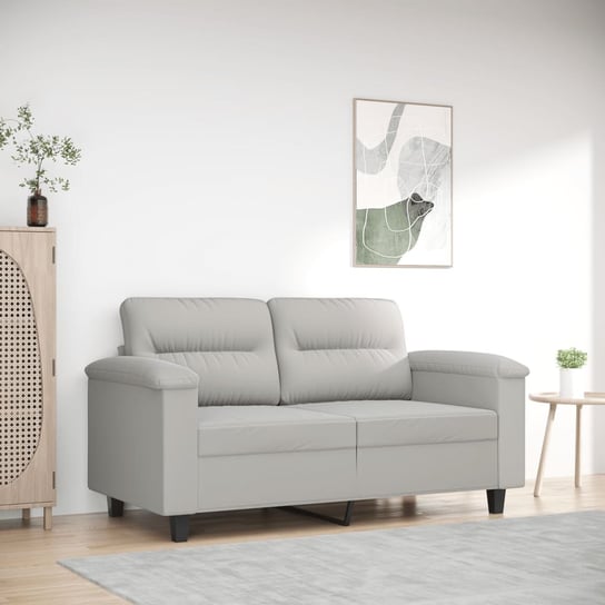 vidaXL Sofa 2-osobowa, jasnoszara, 120 cm, tapicerowana mikrofibrą vidaXL