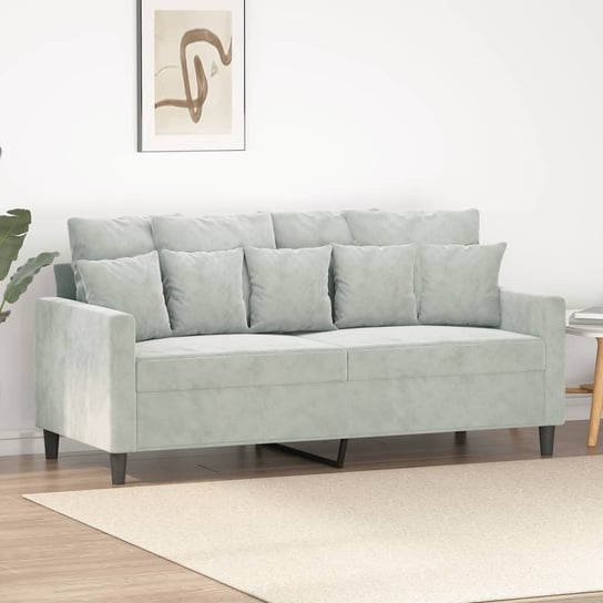 vidaXL Sofa 2-osobowa, jasnoszara, 140 cm, tapicerowana aksamitem vidaXL