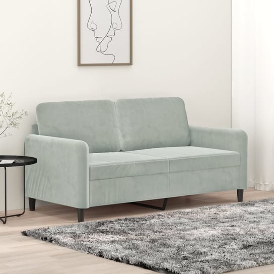 vidaXL Sofa 2-osobowa, jasnoszara, 140 cm, tapicerowana aksamitem vidaXL