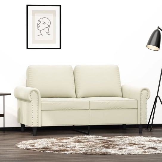 vidaXL Sofa 2-osobowa, kremowy, 120 cm, tapicerowana aksamitem vidaXL