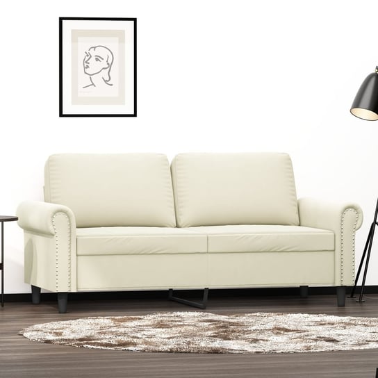 vidaXL Sofa 2-osobowa, kremowy, 140 cm, tapicerowana aksamitem vidaXL