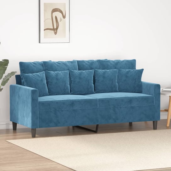 vidaXL Sofa 2-osobowa, niebieski, 140 cm, tapicerowana aksamitem Inna marka