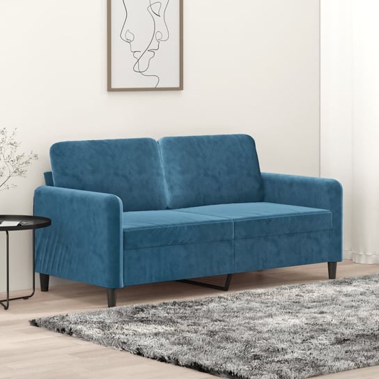 vidaXL Sofa 2-osobowa, niebieski, 140 cm, tapicerowana aksamitem vidaXL