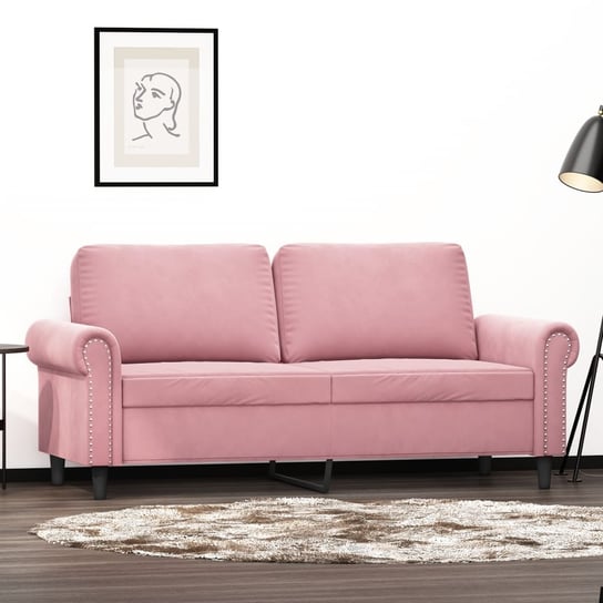 vidaXL Sofa 2-osobowa, różowy, 140 cm, tapicerowana aksamitem vidaXL