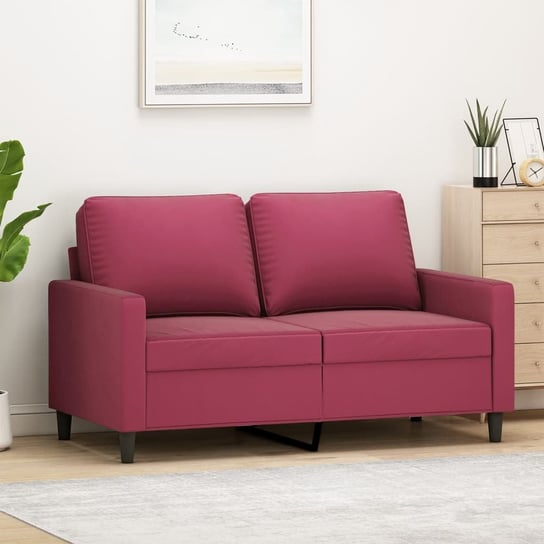 vidaXL Sofa 2-osobowa, winna czerwień, 120 cm, tapicerowana aksamitem vidaXL