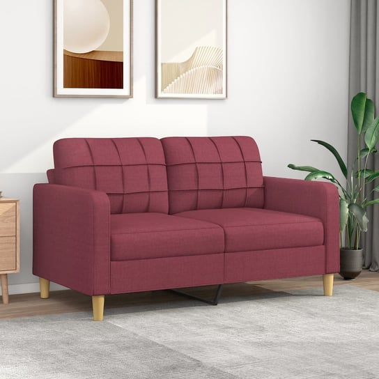 vidaXL Sofa 2-osobowa, winna czerwień, 140 cm, tapicerowana tkaniną vidaXL