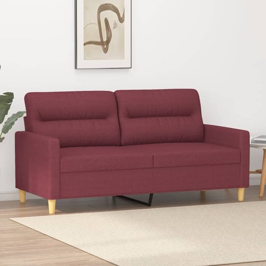 vidaXL Sofa 2-osobowa, winna czerwień, 140 cm, tapicerowana tkaniną vidaXL