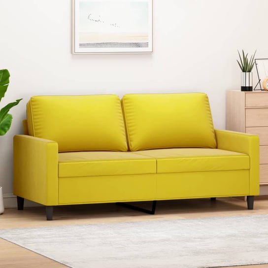 vidaXL Sofa 2-osobowa, żółta, 140 cm, tapicerowana aksamitem vidaXL