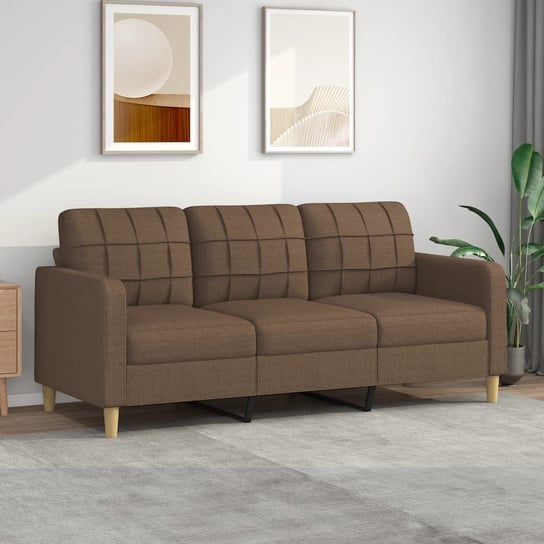 vidaXL Sofa 3-osobowa, brązowa, 180 cm, tapicerowana tkaniną vidaXL