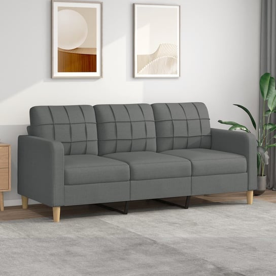 vidaXL Sofa 3-osobowa, ciemnoszara, 180 cm, tapicerowana tkaniną vidaXL