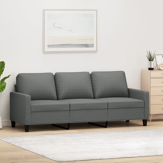 vidaXL Sofa 3-osobowa, ciemnoszara, 180 cm, tapicerowana tkaniną vidaXL