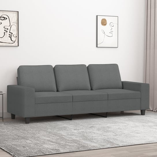 vidaXL Sofa 3-osobowa, ciemnoszara, 180 cm, tapicerowana tkaniną vidaXL