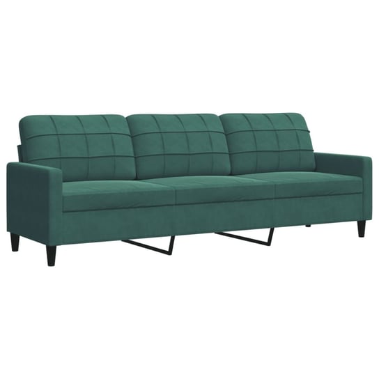 vidaXL Sofa 3-osobowa, ciemnozielony, 210 cm, obita aksamitem vidaXL