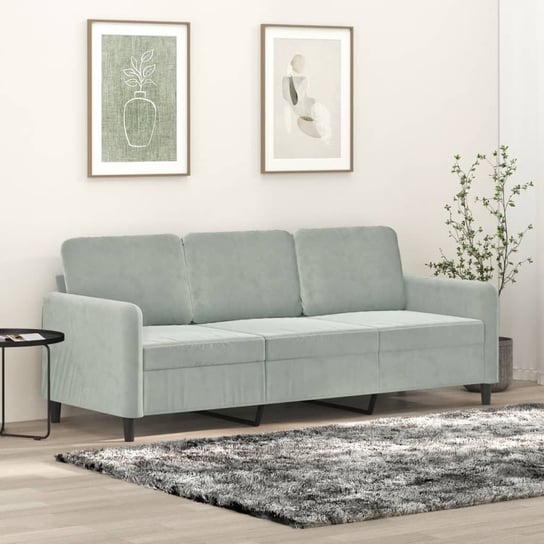 vidaXL Sofa 3-osobowa, jasnoszara, 180 cm, tapicerowana aksamitem vidaXL